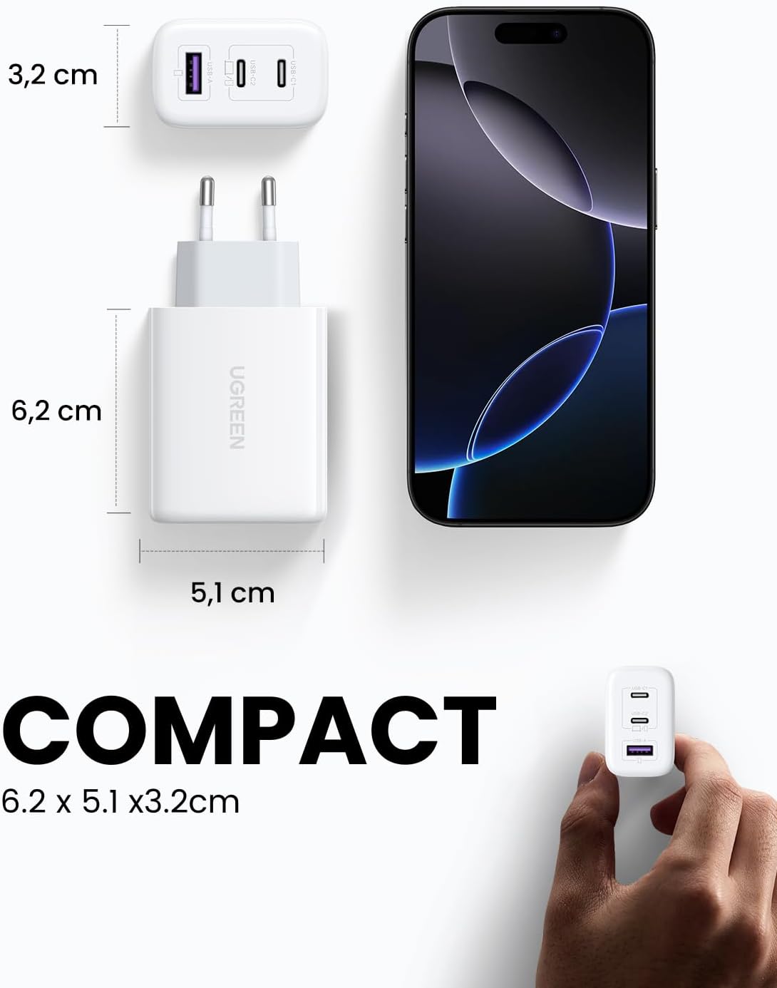 UGREEN USB C oplader 65W